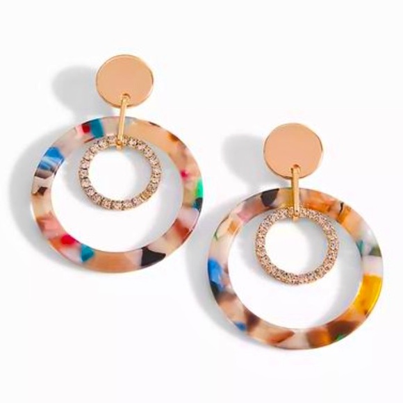 PAVE RESIN HOOP EARRINGS - Picture 1 of 4